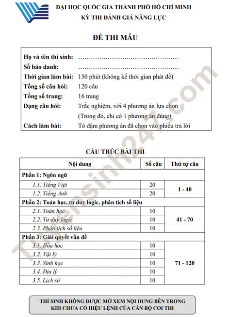 đề mẫu đánh giá năng lực 2024